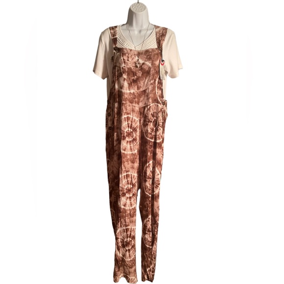 NWT.  Funky Brown and White  Overalls.     Onesize.    CL/GR12.    222277/4 - Picture 2 of 5